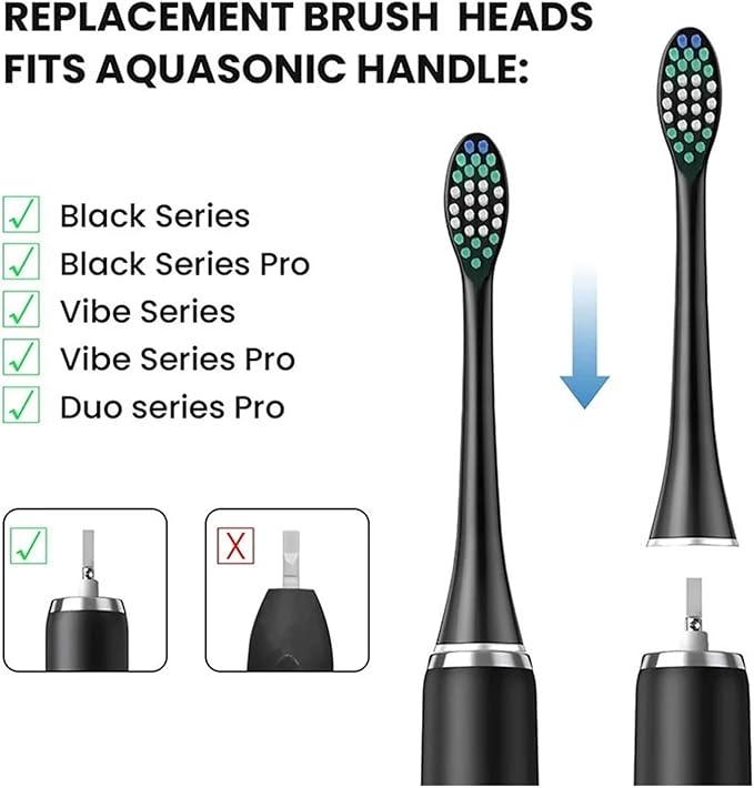 10 Pieces Large Brush Head Crescent-Shaped Bristles Compatible for Aquasonic Series Electric Toothbrush Soft Bristle Deep Clean Teeth(Black)