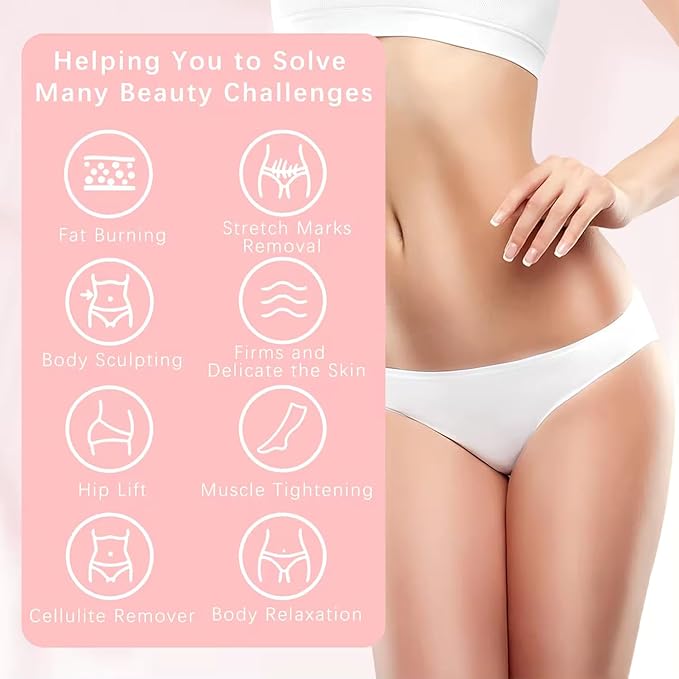 Cellulite Massager - Handheld Body Sculptor for Belly Waist Arms Legs Butt - 3 Modes and 10 Adjustable Intensities Silver