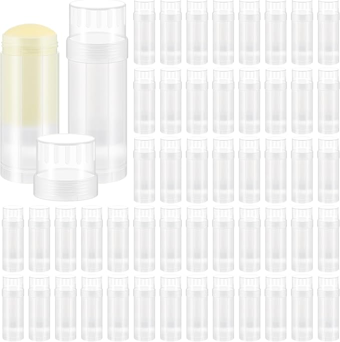 50 Pcs 60ml/2oz Empty Deodorant Containers Twist Up Plastic Filling Bottle Refillable Deodorant Holder Tube for Homemade DIY Lipstick Sunscreen Balm Lotion Bar(Translucent)
