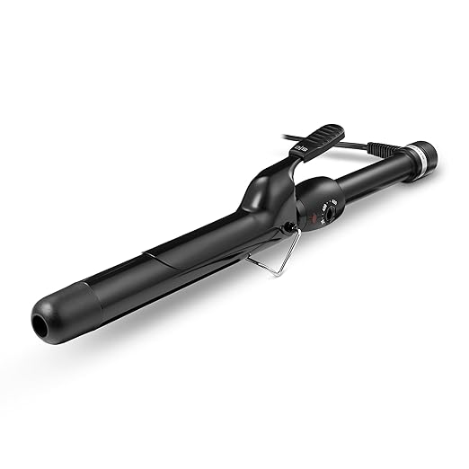 StyleCraft Stay-Temp Black Gold Professional Curling Iron with Extra-Long Thumb Grip Extended Barrel Marcel