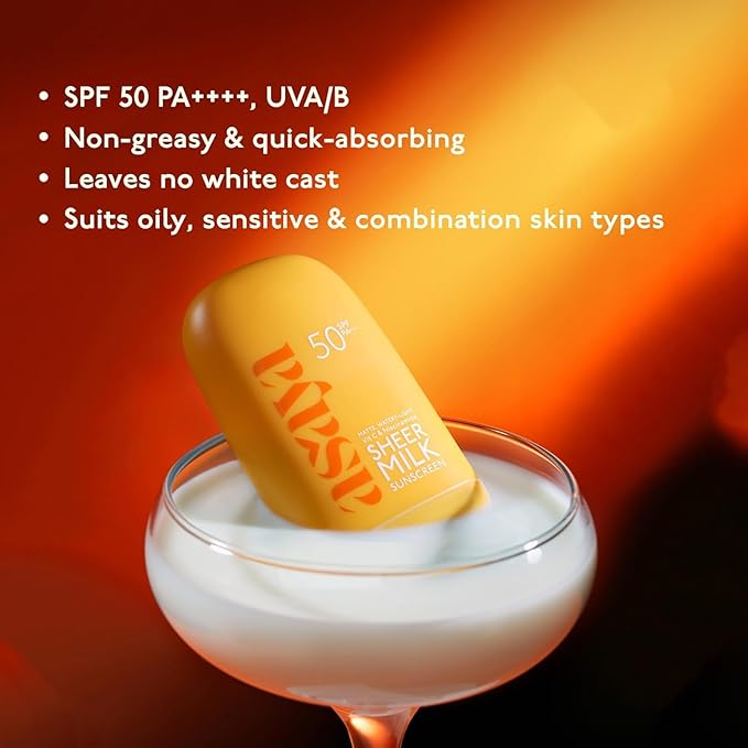 As.aya Shee.r Milk Sunscreen SPF 50 PA++++ UVA + UVB | Lightweight Fluid Sunscreen with Niacinamide for Brightening | Water Based | Quick Absorbing | For Acne-Prone Oily or Combination Skin 50 ml