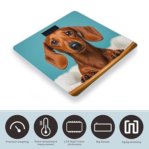 Dachshund Dog Scale for Body Weight Digital Bathroom Scale Toughened Glass High Precision Scales for Body Weight with Large LCD Backlight Display Weight Scales