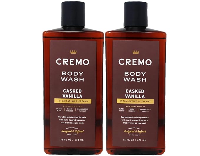 Cremo Body Wash Men Notes of Black Plum Warm Incense and Madagascar Vanilla Rich-Lathering Casked Vanilla 16 Fl Oz (Pack of 2)