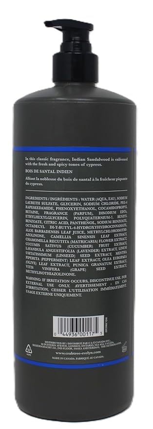 Crabtree &amp Evelyn INDIAN SANDALWOOD Body Wash 33.8 fl oz / 1000 mL