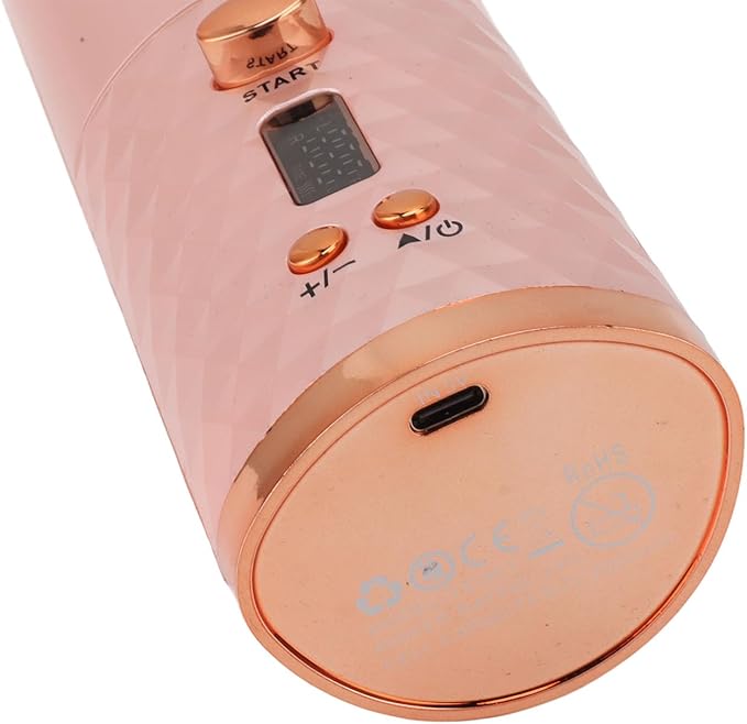 Keenso Cordless Automatic Hair Curler Fast Heating USB Rechargeable Portable Curling Wand for Hair Styling Flexibly Adjustable Temperature Lasts Up to 60 Minutes with Digital Display for Longlasting