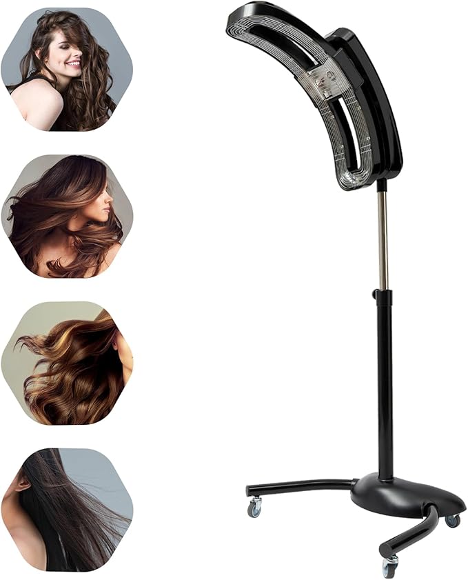 Salon Standing Hair Dryer 360° Rotating Vertical Hairdressing Heater Adjustable Time Hair Processor Perm Styling Machine for Hair Care Coloring Cold perming Hot Oil Treatment (Black)