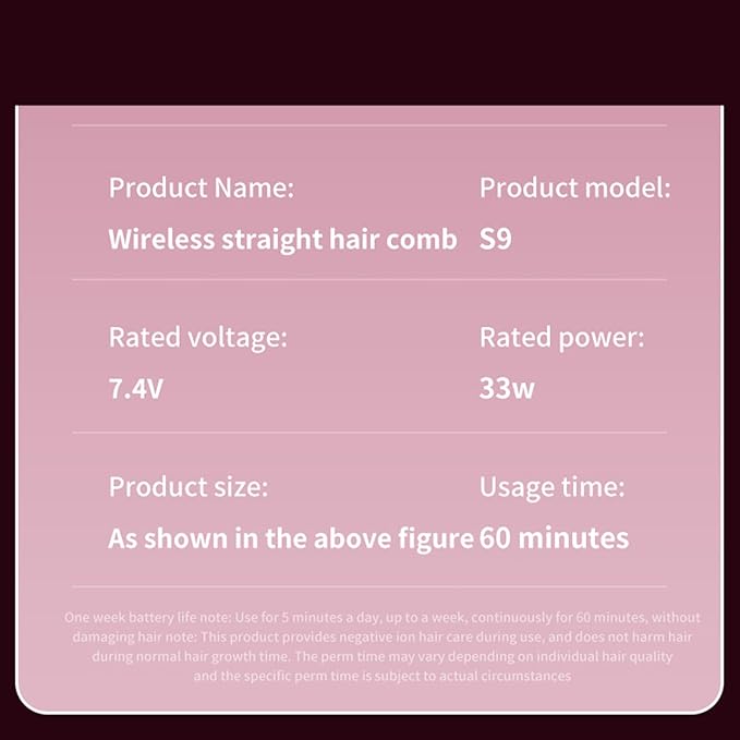 Hair Straightener Brush Electric Straightening Comb Rechargeable Portable Straightener Rechargeable Hair Comb