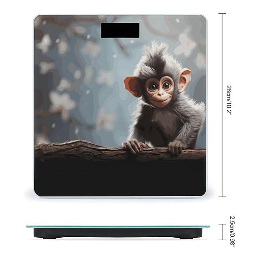 Digital Bathroom Scale for Body Weight Scale with Bright LCD Display High Accuracy Step-On Technology Auto On/Off Cute Monkey Digital Scales 400 Lbs /180kg