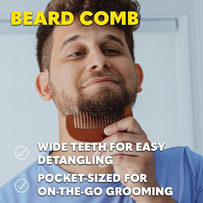 The Beard Club Beard Growth Kit - Derma Roller Beard Growth Oil Sandalwood Balm Comb - Gift Set