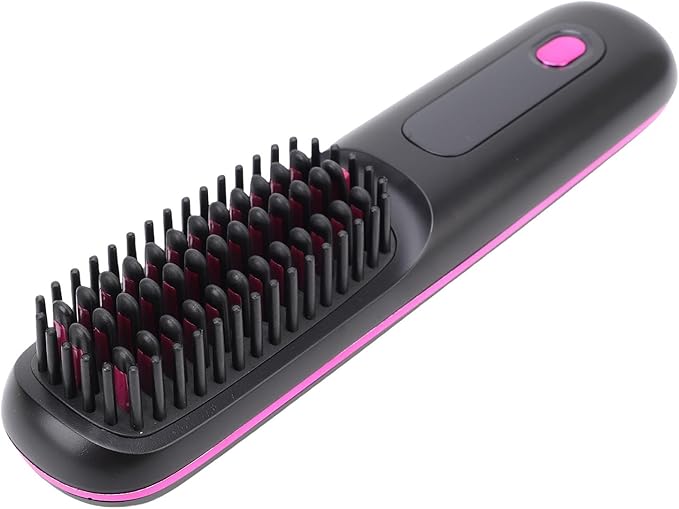 Pongnas Cordless Hair Straightener Brush LED Display Portable Hot Brush 3 Temperature Settings Type C Fast Charging All Hair Type (Black)