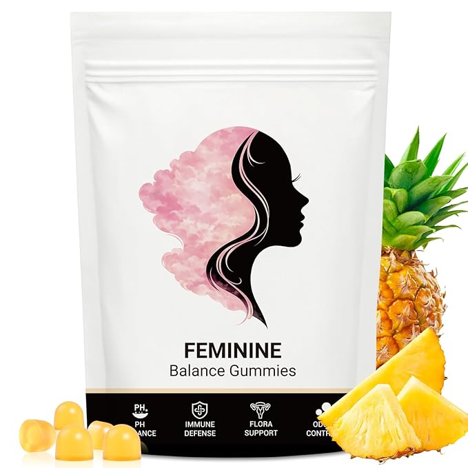 Feminine Balance Gummies for Women's pH Balance | Hawaiian Pineapple Flavor with Vaginal Probiotics &amp Vitamins for Internal Balance Comfort Freshness &amp Confidence Support