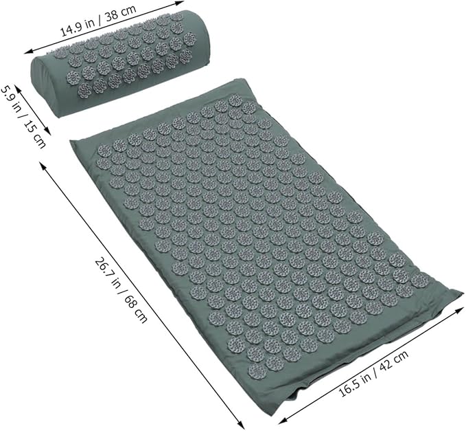 Acupressure Massage Mat and Pillow Set with Non-Slip Surface Relief Yoga Exercise Mat for Back and Neck Portable Massage Tools Kit with Carrying Bag for Wellness and Relaxation