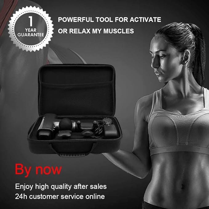 Hand-Held Electric Fascia Massage Gun Portable Fitness Equipment High-Frequency Deep Massager Can Relieve Muscle Soreness Equipped with 6 Replaceable Massage HeadsB