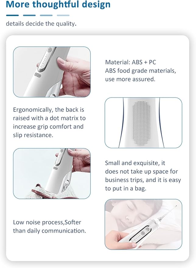 USB Rechargeable 4 Speed Water Flosser Removes Tartar Stains Teeth Cleaning Tool Portable Teeth Cleaner for Home Traveling