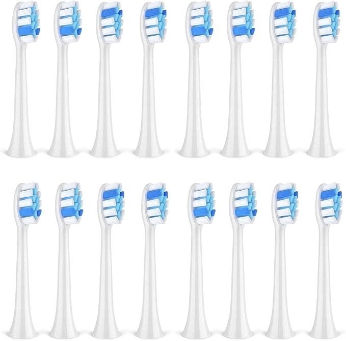 Electric Toothbrush Heads Compatible with Fairywill P11 Electric Toothbrush Replacement Brush Heads(White 16PCS)