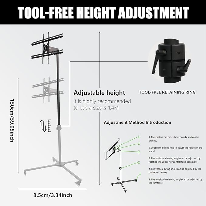 Red Light Therapy Stand Universal Stand for Red Light Therapy Panel Stand Near Infrared Light Stand LED Therapy Devices Mobile Hanging Bracket Lamp Holder Adjustable Height &amp Any Angle Wheel Lo
