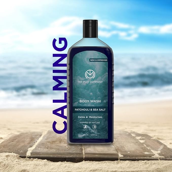 The Man Company Patchouli &amp Sea Salt Perfumed Body Wash For Men - 200 Ml | Shower Gel For Deep Moisturization &amp Smooth Skin | Enriched With Green Tea Turmeric &amp Moringa Extract