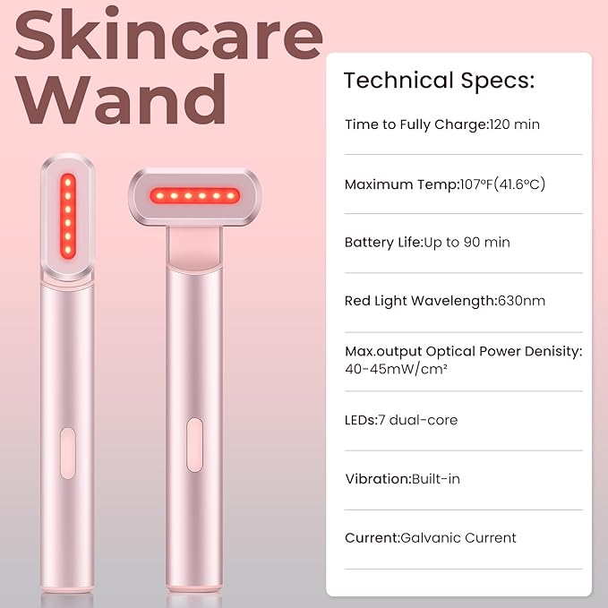 Red-Light-Therapy-for-Face7 in 1 LED Light-Therapy-Wand for Face and Neck - Microcurrent Facial Device for Anti-Aging - Face &amp Eye Massager Skincare (7 Colors led Light)