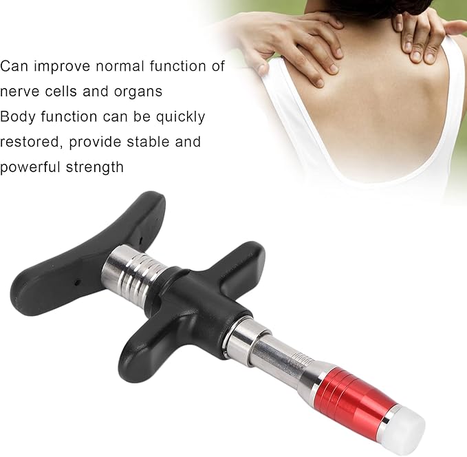 ZJchao Chiropractic Adjustment Tool 10 Levels Manual Single Head Spinal Massager Hand Back Massage Tool Gun Device Portable Chiropractic Adjustment Tool (Red)