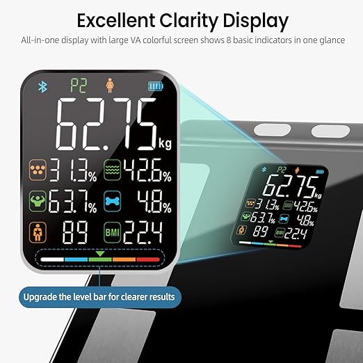 Smart Scale for Body Weight 8-Electrode Digital Weight Scale for Body Fat Bathroom Scale with BMI Full Body Composition Analysis with Bluetooth Health Monitor for Weight Loss 400lb