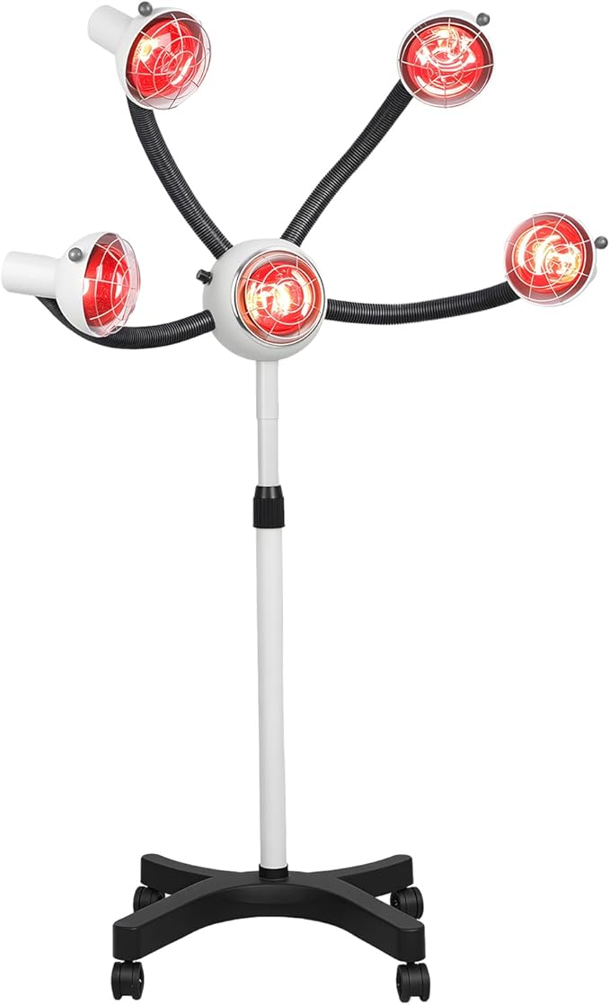 5 Head 750W Head Infrared Standing Salon Hair Dryer Portable Floor Hair Dryer Stand Up Color Processor Styling Perming Dryer Accelerator Adjustable Temperature