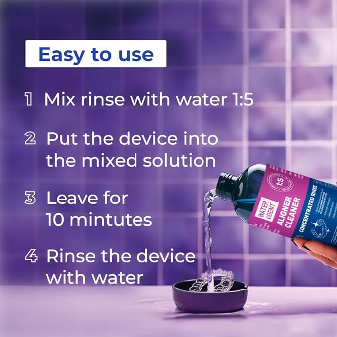 ALIGNER Cleaner Rinse | Concentrated | Clean INVISIALIGN retainers dentures Mouth Guards | 2 Month Supply (Pack of 1 - Value of 101 fl.oz) Alcohol Free Minty &amp Fresh. Made in USA - Pack of 1