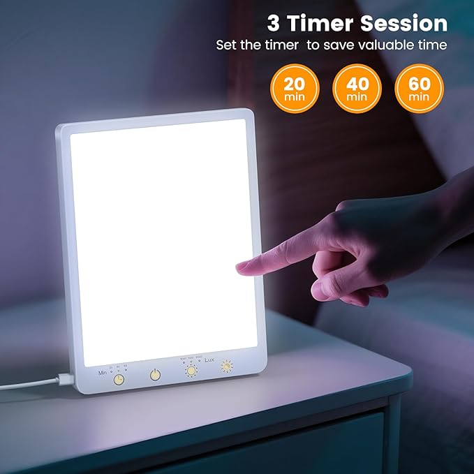10000 Lux Light Therapy Lamp - Full Spectrum Therapy Light 3 Color Temperature &amp Wall Mount Therapy Lamp Portable Daylight Lamp for Home &amp Office Memory Function &amp Touch Control.