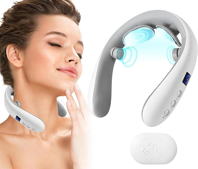 Neck Massager for Pain Relief Smart Electric Pulse Neck Massager with Heating Portable Deep Tissue Neck Massager Gift for Women Men
