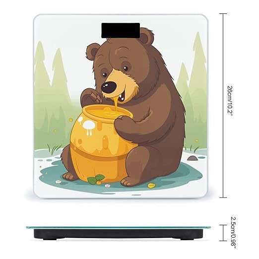 Bear Eats Honey Scale for Body Weight High Precision Digital Weight Scales with LCD Display Anti-Slip Sturdy Slim Tempered Glass Bathroom Scale for Home Use