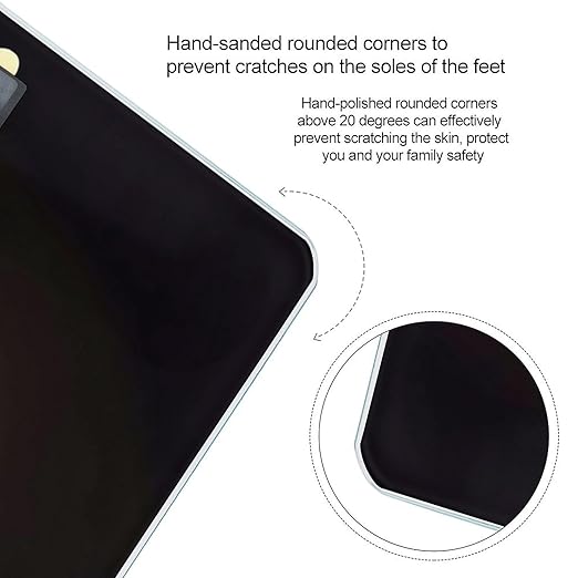 Black Guitar Scale for Body Weight Safe Rounded Corners Tempered Glass Digital Bathroom Scale LED Display 400lb Capacity Weight Scales with High Precision Sensors