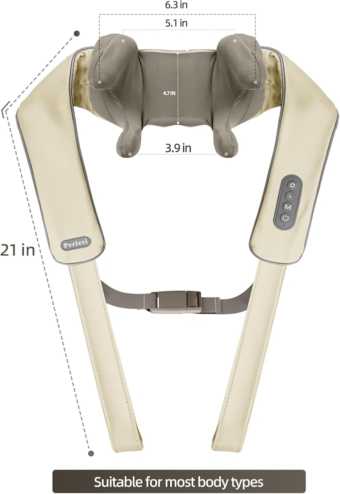 Cordless Neck Massager with Heat Electric Neck Shoulder Massager with Heat Kneading 6-Point for Deep Tissue Pain Relief Rechargeable Battery Brushless Motor