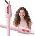 Automatic Curling Iron 1.25Inch Wave Curling Iron Fast Heating Hair Curling Wand with 3 Temp &amp LED Display 60Min Auto Shut-Off Anti-Scald Anti-Tangle Rotating Curling Irons for Hairstyle (Pink