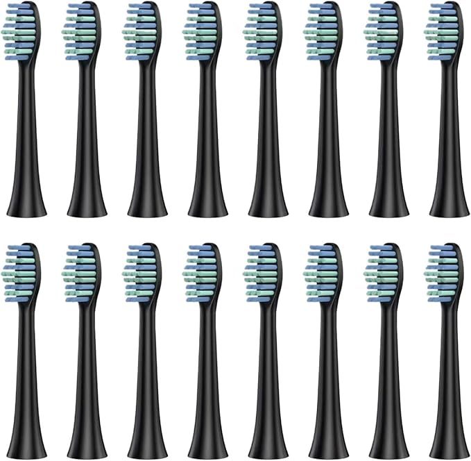 16pcs Toothbrush Head Compatible for SOUNESS Electric SN903/SNK01/SN601/SN801/ST903/ST901/ST905/ST802/SN-P1(16black Cleaning)