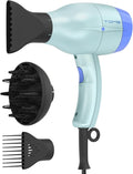 TOME Hair Dryer with Diffuser 1875W Ionic Blow Dryer with Comb Attachment and Concentrator for Home Use Fast Drying with Cool Shot and 2 Heat &amp 2 Speed Settings 125V Blue