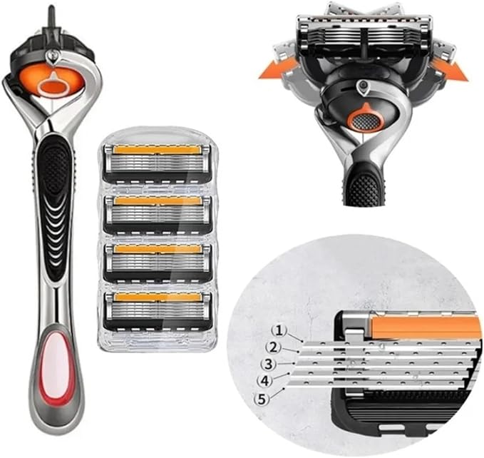 Men's 5-Layer Manual Razors Blade Replacement Head with Razors StandShaving Razors(12ka)