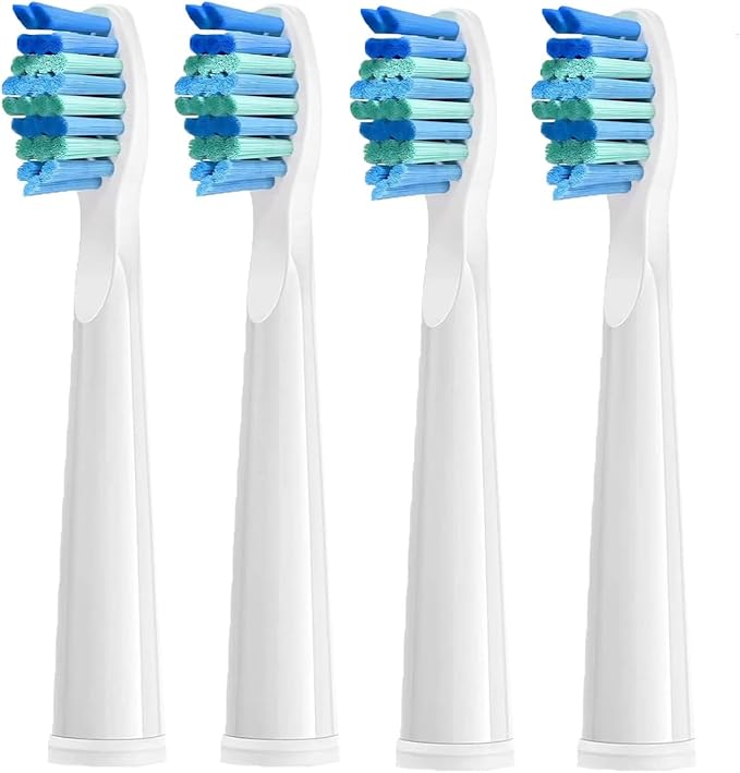 4 Pcs Electric Toothbrush HeadsCompatible for D7/D8/FW507/FW508/FW551/917/959/SG-E9 Moderately Soft Bristles Brush(White)