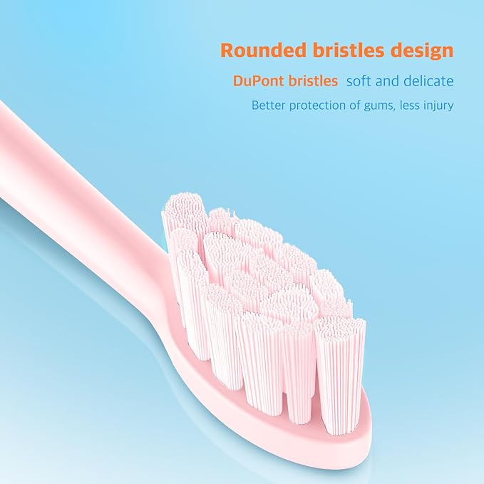 6 Pack Electric Toothbrush Replacement Heads Suitable for Oclean X Pro Elite/X/X Pro/Flow/F1/Air 2-Vacuum-Sealed with Hygienic CapsBonus Tongue Scraper &amp Travel Cup Included-Pink