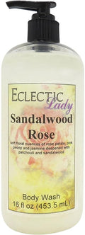 Eclectic Lady Liquid Pearl Body Wash - Sandalwood Rose Scent 3-in-1 Use For Bubble Bath Hand Soap &amp Body Wash Phthalate-Free Sandalwood Rose Fragrance Handcrafted in USA (16 oz)
