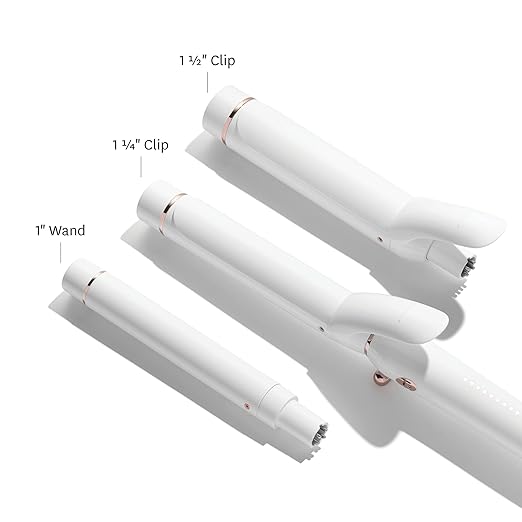 T3 Switch Kit Professional Ionic Interchangeable Curling Iron with 3 Ceramic Clip &amp Wand Long Barrels for Curling and Waving 9 Adjustable Heat Settings &amp Ion Generator White/Rose Gold
