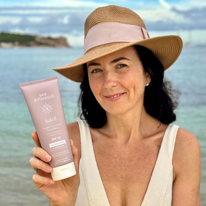 Baie Botanique Soleil – Organic Mineral Sunscreen SPF 50 for Face &amp Body – Non-Toxic – Sea Buckthorn &amp Calendula – Natural &amp Vegan – Chemical Filter Free – Reef Safe – Broad Spectrum UVA/U