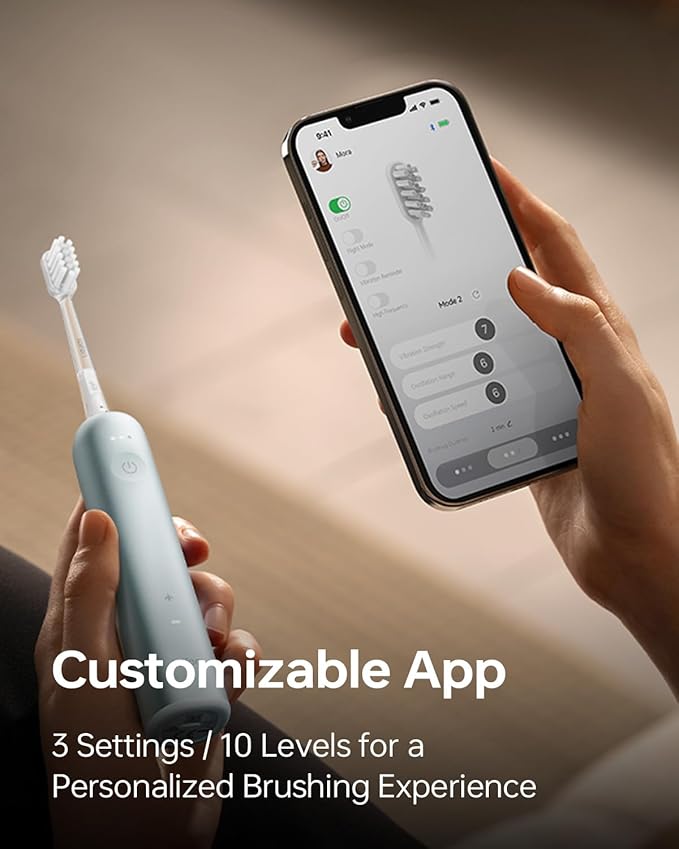 Laifen Wave Electric Toothbrush Oscillation &amp Vibration Sonic Electric Toothbrush for Adults with 3 Brush Heads IPX7 Waterproof Magnetic Rechargeable Travel Powered Toothbrush (Blue Aluminum All