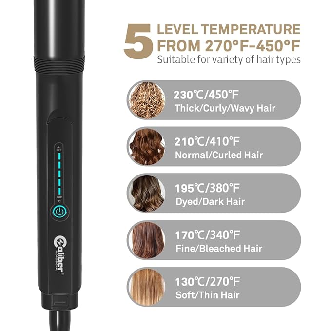 Caliber Pro 223 Ren 1” Dual-Use Flat Iron – Professional Tourmaline Ceramic Straightener &amp Curler 450°F Adjustable Heat Dual Voltage Anti-Frizz Salon Styling Tool for Stylists and Barbers