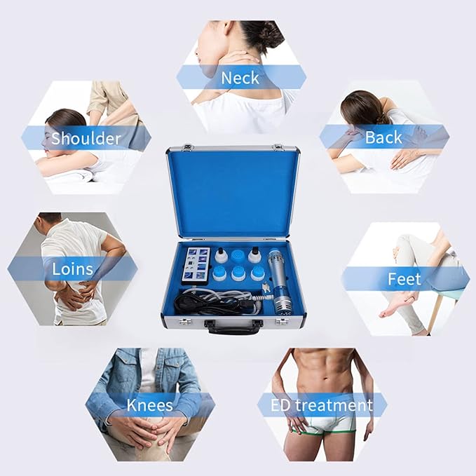 KLUFO Portable Shockwave Therapy Machine - Professional ED Treatment Machine with CE Approval Deep Tissue Percussion Body Relax Muscle Pain Relief Massager for Neck Back Shoulder Foot