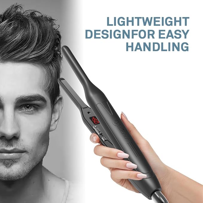 Caliber .243 Win Professional Hair Flat Iron 3/10 Inch Titanium Plates Digital Temperature Control Black
