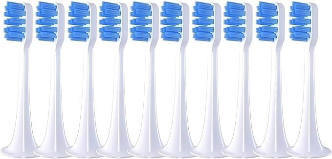 Replacement Brush Heads Compatible with Mijia T300 Replacement Electric Toothbrush Heads Nozzles Clean Protect Soft Bristle(10pcs Blue-D)
