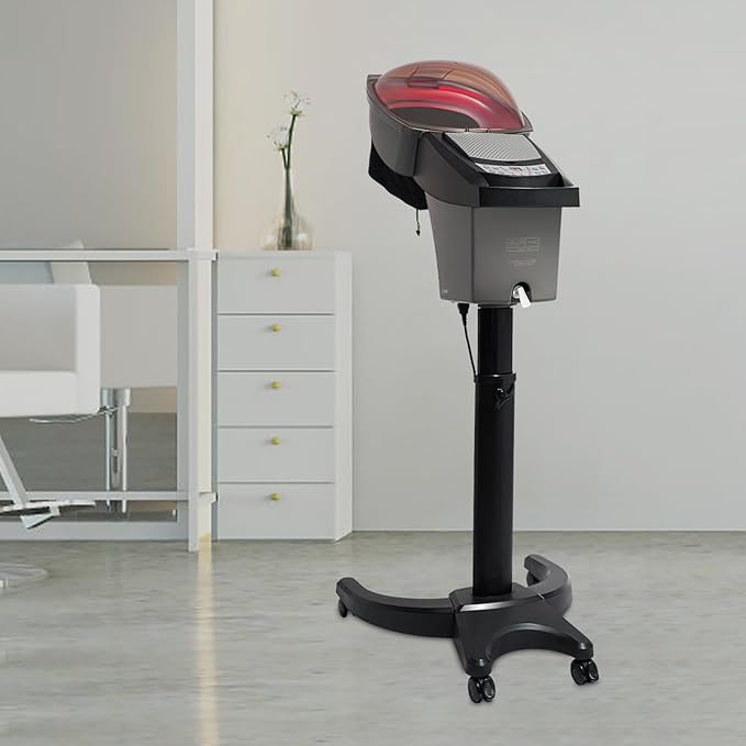 Standing Hair Steamer with 7 Lights 700W Professional Deep Conditioning Hairing Steamer Hooded Floor Household Hair Care Machine Oil Treatment Dyeing Machine for Salon Barbershop Home Use Black