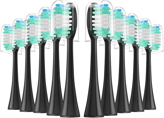 10 Pieces Electric Toothbrush Soft Bristle(Black)