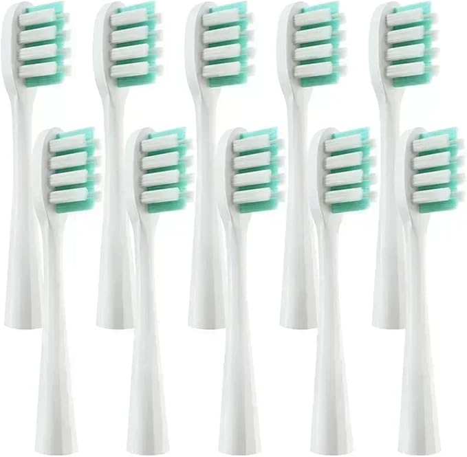 10pcs ReplacementCompatible for Usmile Y1/U1/U2 Toothbrush Heads Tooth Clean Brush Nozzles(10WhiteGreenF)
