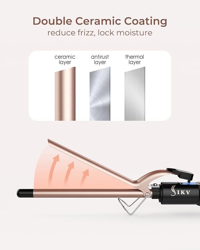 Small Curling Iron 1/2 Inch Long Barrel for Short Hair Ceramic Skinny Curling Wand