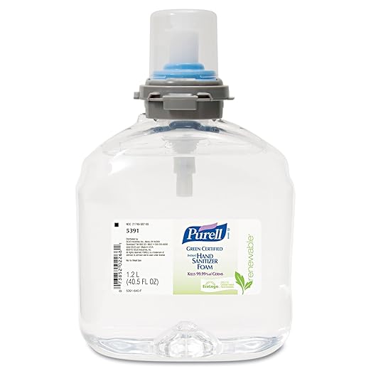Purell 539102CT TFX Green Certified Instant Hand Sanitizer Foam Refill 1200mL Clear (Pack of 2)